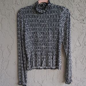 Sandro Black and White Patterned Blouse